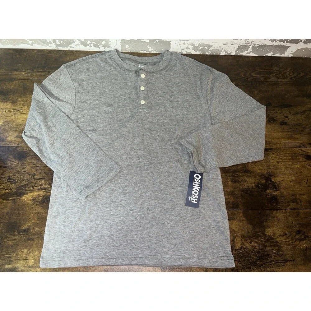 NWT! OSHKOSH B'gosh Long Sleeve Heather Gray Tee Shirt - Size 10